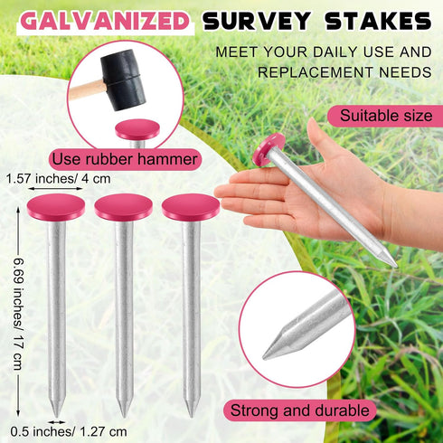 8 6.7 Inch Silkfly Pcs Survey Stakes Property Line Markers Low Profile Heavy Duty Hi-vis Stakes Building Line Marker