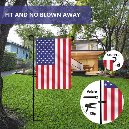 YEAHOME Garden Flag Holder Stand, 6mm Weather-Proof Black Metal Flagpole with Tiger Clip and Rubber Stopper