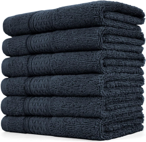 Cleanbear Extra Soft Wash Cloths Set, 6-Pack 13 x 13 Inches, Highly Absorbent Facecloths in Dark Gray