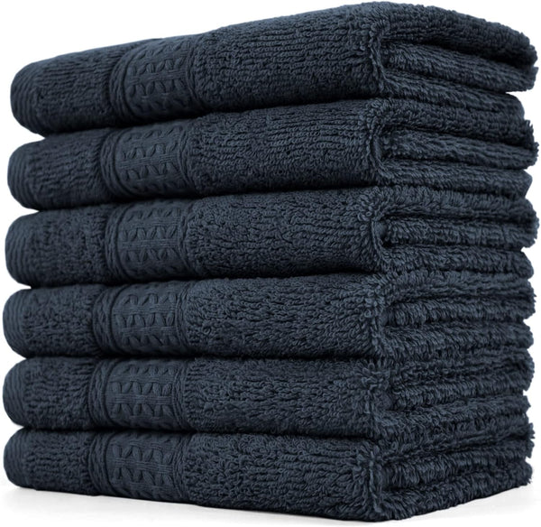 Cleanbear Extra Soft Wash Cloths Set, 6-Pack 13 x 13 Inches, Highly Absorbent Facecloths in Dark Gray