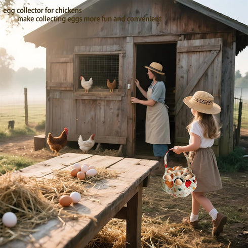 UKJENT 7 Egg Collecting Basket, Pouches Large Chicken Egg Gathering Basket, Machine Washable, Hold Different Size Eggs