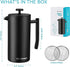 Belwares French Press Coffee Maker 50 OZ - Large Insulated Stainless Steel 304 Coffee Press with Double Wall