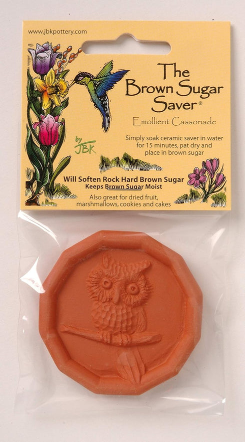 JBK Pottery Terracotta Brown Sugar Saver, Handmade Terra Cotta Sugar Keeper with Decorative Discs, Food-Safe, Made in