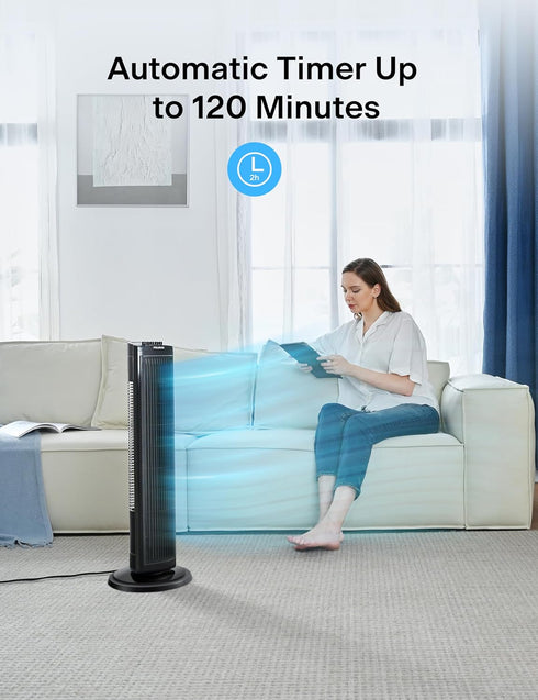 PELONIS 30 Inch Oscillating Tower Fan, 3 Speed Settings, Auto-off Timer, Standing Fan PFT28A2BBB, Black