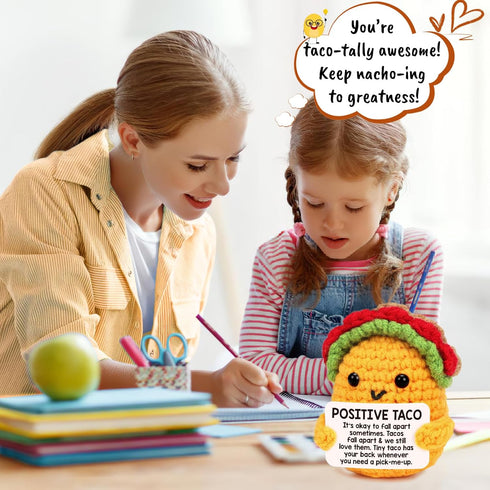 Positive Crochet Taco Birthday Gifts for Women Men Teacher Appreciation Mothers Day Graduation Gift Adult Kids Son Mom