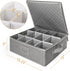 LotFancy Cup and Mug Storage Container, Hard Shell Coffee Mug Box with Dividers & Handles, Holds 12 Tea Cups, Grey