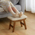 Furshus Foot Stool Ottoman Foot Rest Under Desk,Small Stool for Living Room, Bedroom and Kitchen (Brown Legs - Beige