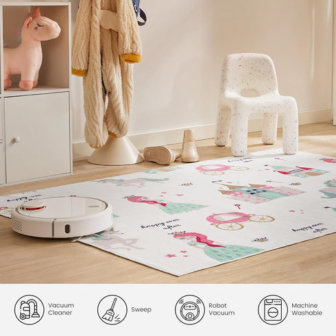 4X6 SLEEP ZONE Kids Rugs for Playroom, Area Rugs for Girls Bedroom Princess Castle, Washable Nursery Carpet, Non Slip