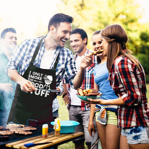 Funny Grill Aprons for Men - I Only Smoke the Good Stuff, Chef Cooking Grilling BBQ Aprons with 2 Pockets