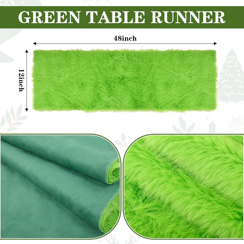 48 inch, Summer yuboo Spring Green Table Runner Fluffy Faux Fur Dresser Cover Top, Dresser Runners for Bedroom, Coffee