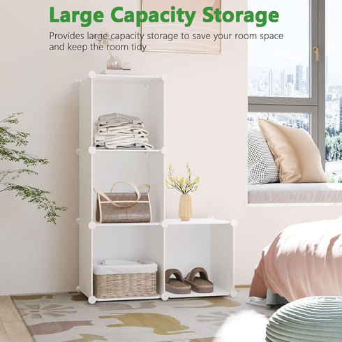 4-Cube Closet 24.8" 12.4" 24.8" UPCS04M C&AHOME Cube Storage Organizer, Shelves Units, Cabinet, DIY Plastic Modular
