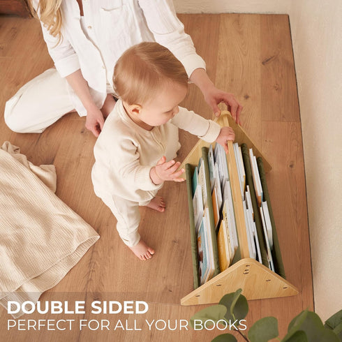 ZICOTO Decorative Wooden Bookshelf with Handle for Kids Rooms - Keeps Books Neatly Organized & Within Reach