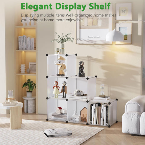 C&AHOME Cube Storage Organizer - 6-Cube Shelves Units, DIY Plastic Modular Book Shelf, 36.6" L x 12.4" W x 36.6" H,