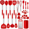 LIANYU 27 PCS Kitchen Utensils Set with Holder - Silicone Cooking Tools with Stainless Steel Handle for Nonstick