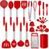 LIANYU 27 PCS Kitchen Utensils Set with Holder - Silicone Cooking Tools with Stainless Steel Handle for Nonstick