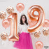 KatchOn Giant Rose Gold 19 Balloon, 40 Inch Birthday Balloons with Confetti for Happy 19th Birthday