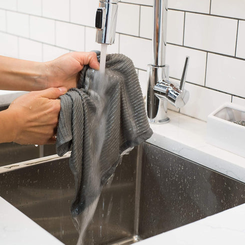 Now Designs Ripple Kitchen Dishcloth, Set of 4, London Grey