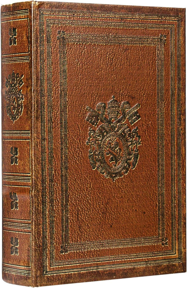 Decorative Book Box - Vintage Style Brown Fake Leather Embossed Cover for Storage and Decoration