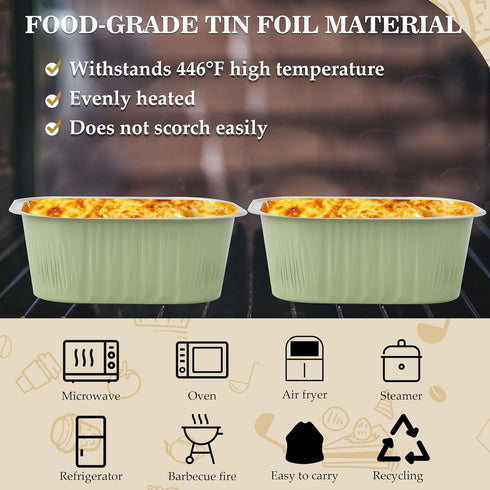 BAKINGPAK 30PCS Cupcake Liners With Lids, 10oz Square Mini Aluminum Pans, Disposable Ramekins for Children Party