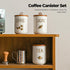 Set 3-Piece Counter 25oz White Ceramic Canister for Coffee Tea Sugar, Food Storage Jars with Wood Airtight Lids