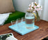 11 Inch Blue Square Plastic Tray - Organizer Tray for Bathroom Vanity, Dresser, Coffee Table, Nightstand | Decorative