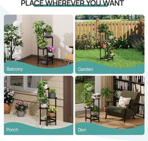 4-Tier viewcare Plant Stand, Heavy Duty Metal Planter Rack -Indoor/Outdoor Shelves - Display Multiple Flower Pots, Iron