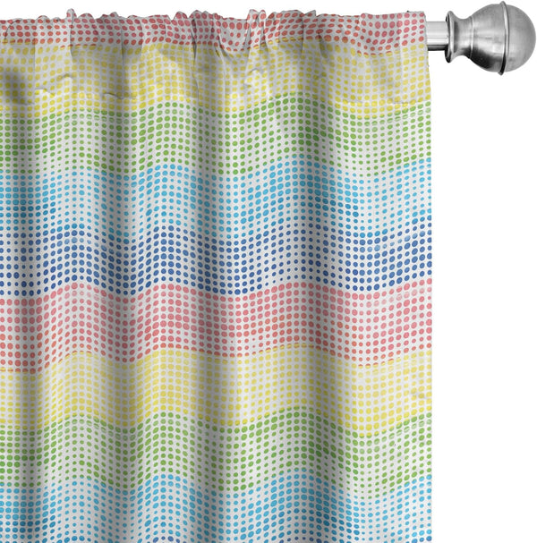Lunarable Polka Dot Window Curtains - Colorful Rainbow Circles Design, Lightweight Decor 2-Panel Set, 28" x 63"