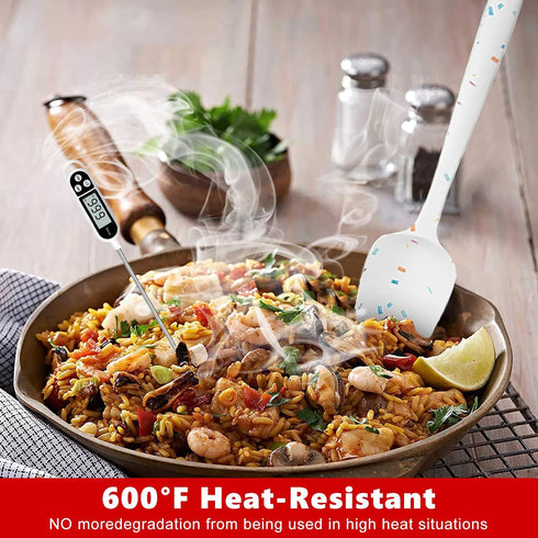 Heat Resistant Silicone Spatulas Set, 6pcs Non-Stick Mixing Spatulas with Stainless Steel Core, White