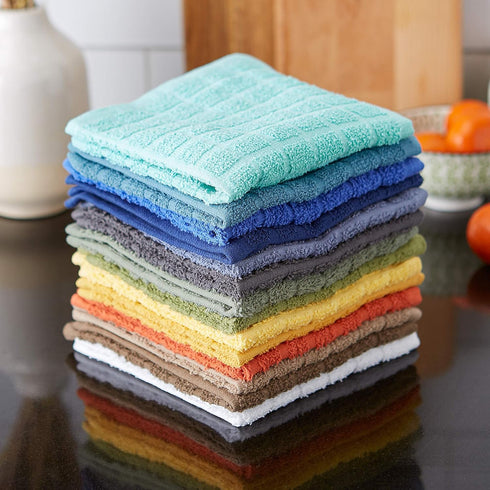 Set, 12x12, 6 DII Basic Terry Collection Solid Windowpane Dishcloth Spice, Piece