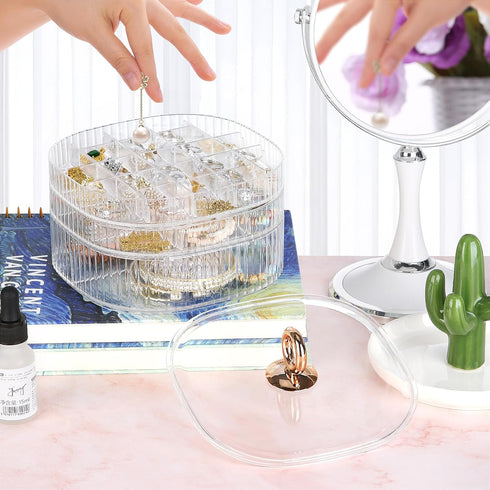 LETURE 3-Layer Acrylic Jewelry Organizer Box for Stud Earrings, Necklaces, Bracelets, and Small Bead Storage