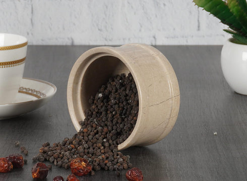 5 2 Radicaln Handmade Marble Brown Dual Salt Cellar & Brown Sugar Keeper Each Herb Jar Salt Dish Kitchen Accesorries