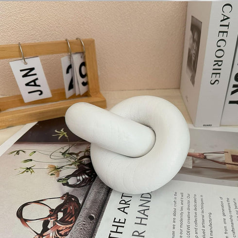 2 Link Wood Chain Link Decor,White Wooden Knot Boho Farmhouse Rustic Decor for Coffee Table Modern Book Shelf Accents