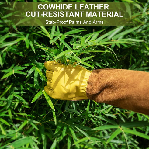 Women Gardening Weeding Gloves, Leather Thorn Proof Garden Glove for Digging, Planting, Pruning