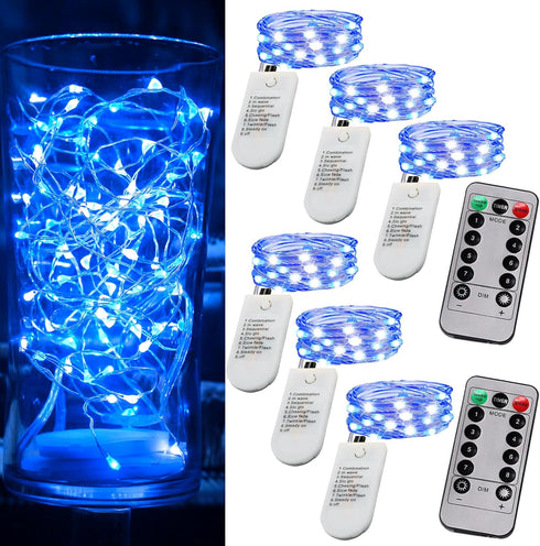 6 Pack Fairy Lights Battery Operated String Lights with Timer 2PCS Remote