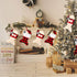 Skylety 2 Pieces Pet Christmas Stockings, Buffalo Plaid Burlap, 15 Inch Large Fish Shaped Bow for Xmas Tree