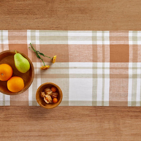 36 Inches 100% 14 36 Inch Solino Home Linen Plaid Table Runner - Pure Linen Fall Harvest Table Runner x Ideal