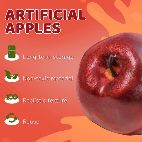 30PCS 3.43" 2.95" Toopify Artificial Red Apples, Fake Fruit Lifelike Simulation Apples for Home Kitchen Table Basket