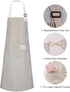 Lofekea Adjustable Bib Aprons, 2 Pack with 2 Pockets, Cotton Linen Cooking Chef Apron for Women and Men
