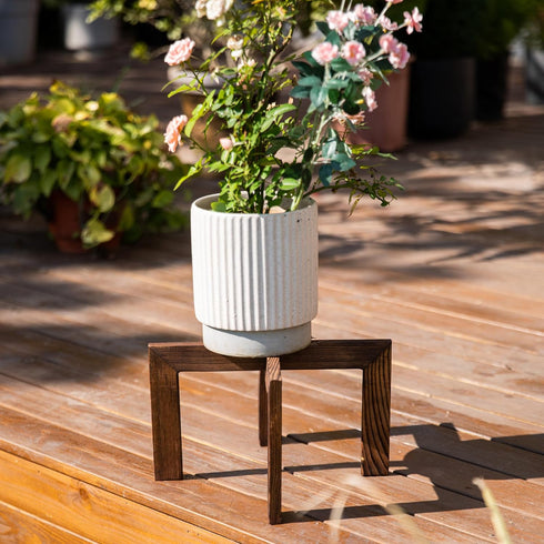 2 Pack 5-15 Inch HPC DECOR Wood Plant Stand-Mid Century Modern Planter Stands-Wooden Flower Pot Stands Riser,Low Short