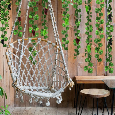 12 Strands 90 ft Artificial Fake Grape Vines - Hanging Plant Garland with 3 Strings Grapes for Decor
