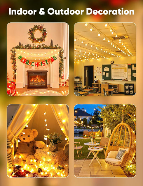 33 100 8 Minetom Globe String Lights, Feet Led Fairy Lights Plug in, Modes with Remote Mini Globe Lights for Indoor