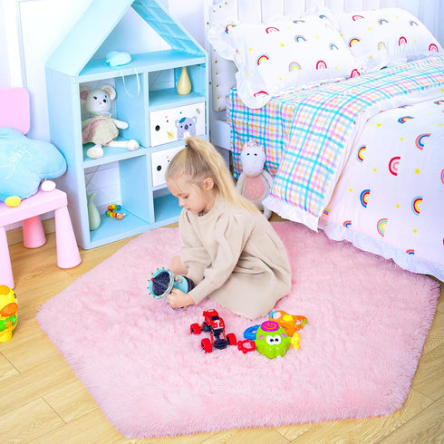 4.6 junovo Ultra Soft Rug for Nursery Children Room Baby Room Home Decor Dormitory Hexagon Carpet for Playhouse