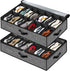 Under Bed Shoe Storage Organizer, 2 Pack for 28 Pairs, Clear Window, Foldable Shoe Rack Holder, Black