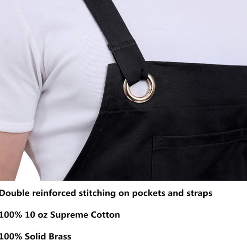 Kitchen Artist Apron for Chef - BBQ & Grill, 6 Deep Pockets, 100% Cotton, M-XXL