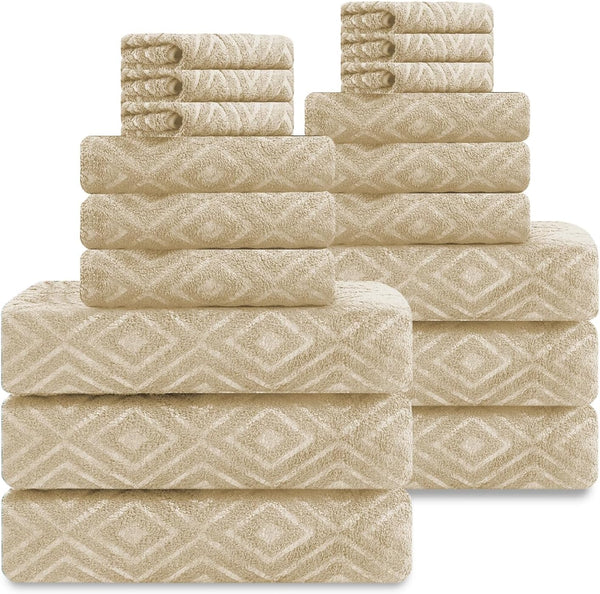 Smuge 18-Piece Bath Towel Set, Include 6 Bath Towel Sheets, 6 Hand