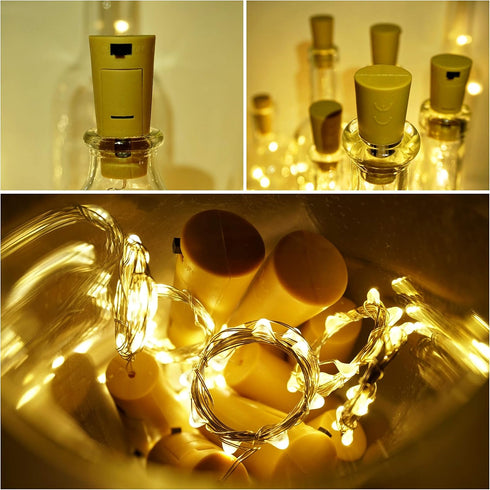 Wine Bottle Cork Lights 15Pack, 10 LED/40 Inches Battery Operated Copper Wire Fairy Mini String Lights