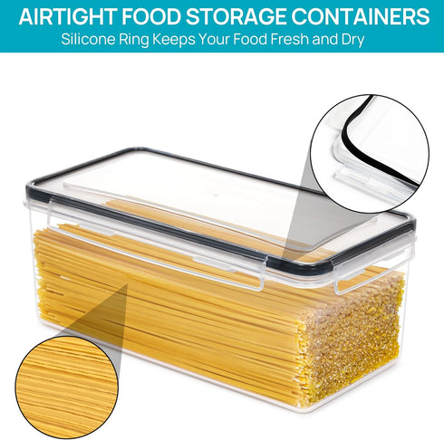 4PCS Set 3.2L, Vtopmart Airtight Food Storage Containers with Lids Plastic Spaghetti Canisters for Pasta organizer, BPA