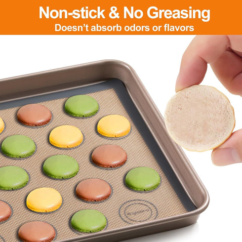 Angadona Macaron Baking Mats Kit (16pcs) - 2 Half Sheet Nonstick Silicone Mat, 6 Piping Tips, 2 Bags, 2 Couplers