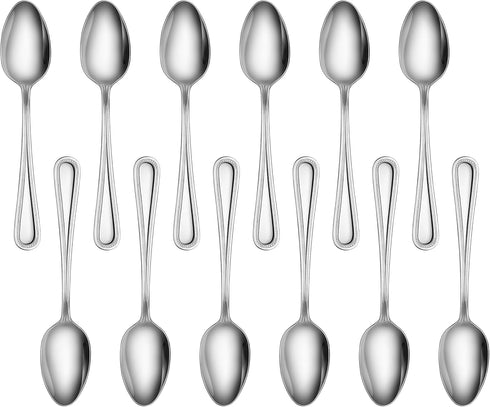 New Star Foodservice Serving Spoon - Steel Bead Pattern, 7.8-Inch, Set of 12