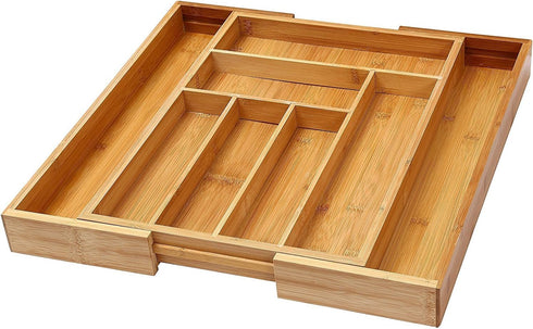 YBM Home Expandable Kitchen Utensil Drawer Organizer, 6-Compartment Flatware Tray, Size 18" Width